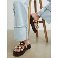 River Island Studded Flatform Sandals - Brown