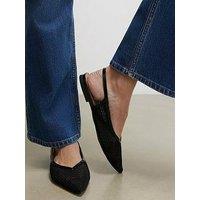 River Island Mesh Pointed Toe Sling Back Shoes - Black