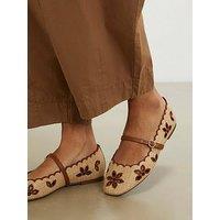 River Island Scallop Edge Broderie Ballet Flats - Cream