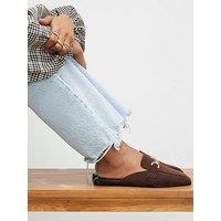 River Island Suedette Backless Loafers - Brown