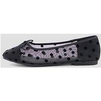 The Very Collection Wide Fit Polka Dot Ballerina Shoes - Black