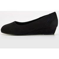 The Very Collection Wide Fit Comfort Wedge Court Shoe - Black