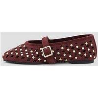 The Very Collection Studded Ballerina Flats - Burgundy