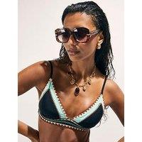 River Island Whipstitch Bikini Top - Black