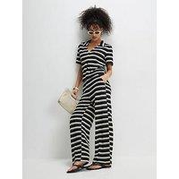 River Island Stripe Co-Ord Texture Wideleg Trouser - Black