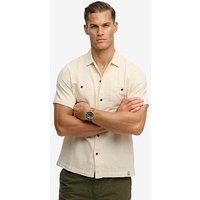 Superdry Merchant Textured Short Sleeve Shirt - Cream