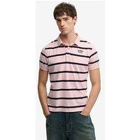Superdry Vintage Stripe Jersey Polo Shirt - Light Pink