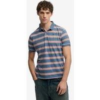 Superdry Vintage Stripe Jersey Polo Shirt - Blue