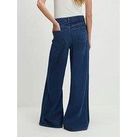 River Island High Waisted Soft Wide Leg Jeans - Blue