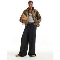 River Island Wide Leg Pyjama Style Drawstring Jeans - Black