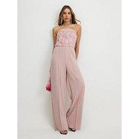 River Island Sls 3D Bandeau Jumpsuit - Pink