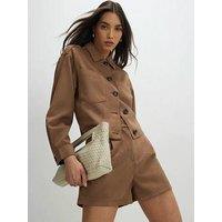 River Island Easy Suedette Overshirt - Beige
