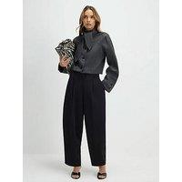 River Island Drapey Barrel Leg Trousers - Black