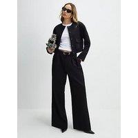 River Island Belted Wide Leg Trousers - Black