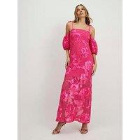 River Island Short Sleeve Cornelli Maxi Dress - Pink