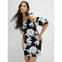 River Island Short Sleeve Cornelli Mini Dress - Black