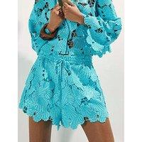 River Island Cutwork Sequin Shorts - Blue