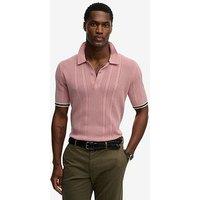 Superdry Knitted Texture Short Sleeve Polo Shirt - Light Pink