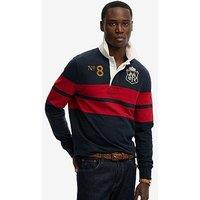 Superdry Double Emblem Stripe Rugby Top - Navy