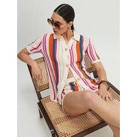 River Island Striped Collared Top - Cream
