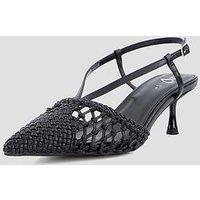 The Very Collection Kitten Heel Weave Court Shoes - Black