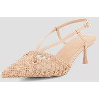 The Very Collection Low Kitten Heel Weave Court Shoes - Nude