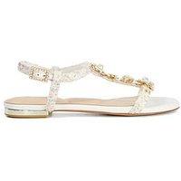 Dune London Nature Floral Embellished T-Bar Sandals - Multi