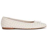 Dune London Wide Fit Woven Leather Bow Detail Ballet Pumps - Cream