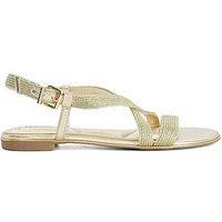 Dune London Wide Fit Lope Metallic Flat Sandals - Gold