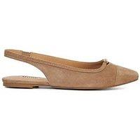 Dune London Hanna Suede Sling Back Logo Flats - Brown