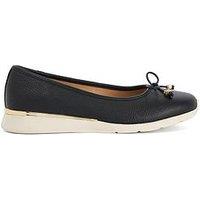 Dune London Highline Metal Coin Trim Leather Ballerina - Black