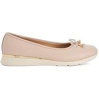 Dune London Highline Metal Coin Trim Leather Ballerina - Pink