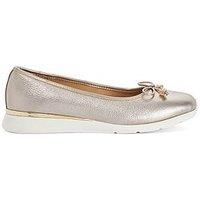Dune London Highline Metal Coin Trim Leather Ballerina - Gold