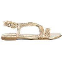 Dune London Lope Metallic Flat Sandals - Gold