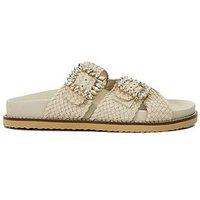 Dune London Lulos Buckle Strap Flat Sandal - White