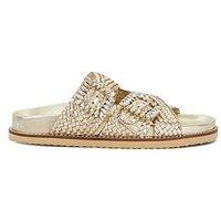 Dune London Lulos Buckle Strap Flat Sandal - Gold