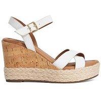 Dune London Kindest Cork And Woven Wedge Sandals - White