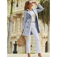 Sosandar Classic Trench With Storm Flaps - Pale Blue