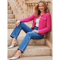 Sosandar Waffle Stitch Trophy Cardigan - Pink