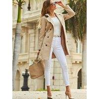 Sosandar Double Breasted Trench Coat With Pockets - Natural