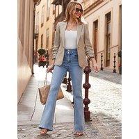 Sosandar Contour Waist Kick Flare Jeans - Light Wash