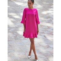 Sosandar Double Ruffle Hem Shift Dress - Dark Pink