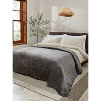 Michelle Keegan Home Velvet Stripe Bedspread 165X240Cm - Charcoal