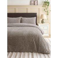 The Very Collection Ribbed Faux Fur Duvet Set - Grey
