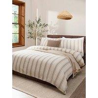 Michelle Keegan Home Cotton Jacquard Stripe Duvet Set - Cream/Brown