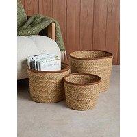 The Very Collection Set Of 3 Round Storage With Leather Trim