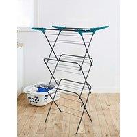 Tower 3 Tier Concertina Airer With Fold Out Hooks, Anthracite & Teal
