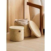 The Very Collection Set Of 2 Paper Rope Basket With Lid