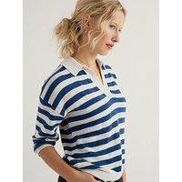 Seasalt Cornwall Gwynver Jumper Cornish Dark Voyage - Chalk/Blue