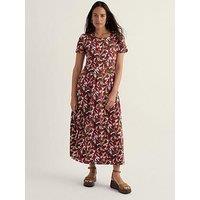 Seasalt Cornwall Short Sleeves Veronica Dress Abstract Protea Chalk